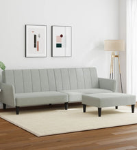 Schlafsofa 2-Sitzer mit Fußhocker Hellgrau Samt