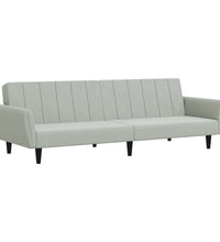 Schlafsofa 2-Sitzer mit Fußhocker Hellgrau Samt