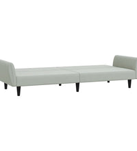 Schlafsofa 2-Sitzer mit Fußhocker Hellgrau Samt