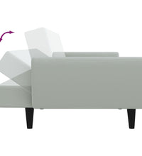 Schlafsofa 2-Sitzer mit Fußhocker Hellgrau Samt