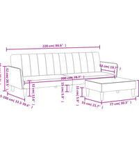 Schlafsofa 2-Sitzer mit Fußhocker Hellgrau Samt