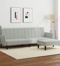 Schlafsofa 2-Sitzer mit Fußhocker Hellgrau Samt