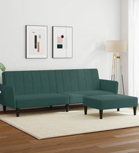 Schlafsofa 2-Sitzer mit Fußhocker Dunkelgrün Samt
