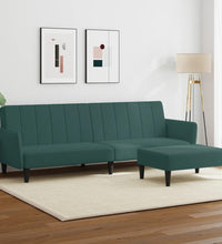 Schlafsofa 2-Sitzer mit Fußhocker Dunkelgrün Samt