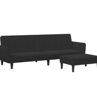 Schlafsofa 2-Sitzer mit Fußhocker Schwarz Samt