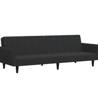 Schlafsofa 2-Sitzer mit Fußhocker Schwarz Samt