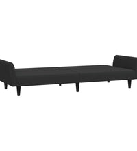 Schlafsofa 2-Sitzer mit Fußhocker Schwarz Samt