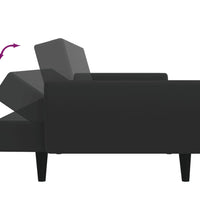 Schlafsofa 2-Sitzer mit Fußhocker Schwarz Samt