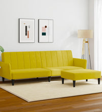 Schlafsofa 2-Sitzer mit Fußhocker Gelb Samt