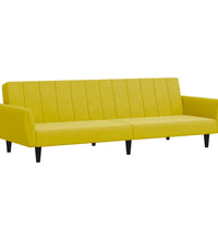 Schlafsofa 2-Sitzer mit Fußhocker Gelb Samt
