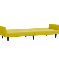 Schlafsofa 2-Sitzer mit Fußhocker Gelb Samt