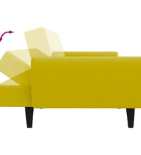 Schlafsofa 2-Sitzer mit Fußhocker Gelb Samt