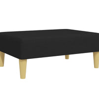 Schlafsofa 2-Sitzer mit Kissen und Fußhocker Schwarz Stoff