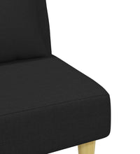 Schlafsofa 2-Sitzer mit Kissen und Fußhocker Schwarz Stoff