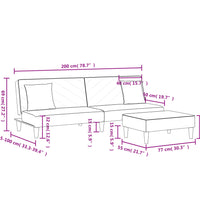 Schlafsofa 2-Sitzer mit Kissen und Fußhocker Schwarz Stoff