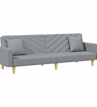 Schlafsofa 2-Sitzer mit Kissen und Fußhocker Hellgrau Stoff
