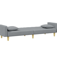 Schlafsofa 2-Sitzer mit Kissen und Fußhocker Hellgrau Stoff