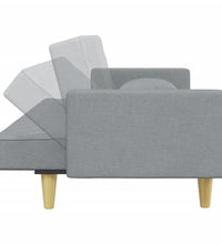 Schlafsofa 2-Sitzer mit Kissen und Fußhocker Hellgrau Stoff