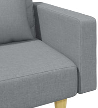 Schlafsofa 2-Sitzer mit Kissen und Fußhocker Hellgrau Stoff