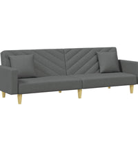 Schlafsofa 2-Sitzer mit Kissen und Fußhocker Dunkelgrau Stoff