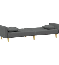 Schlafsofa 2-Sitzer mit Kissen und Fußhocker Dunkelgrau Stoff