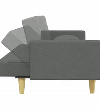 Schlafsofa 2-Sitzer mit Kissen und Fußhocker Dunkelgrau Stoff