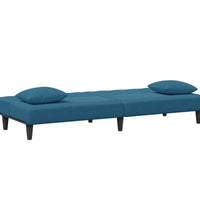 2-tlg. Sofagarnitur mit Kissen Blau Samt