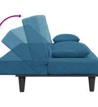 2-tlg. Sofagarnitur mit Kissen Blau Samt