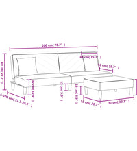 2-tlg. Sofagarnitur mit Kissen Blau Samt