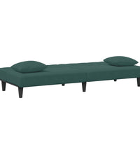 2-tlg. Sofagarnitur mit Kissen Dunkelgrün Samt