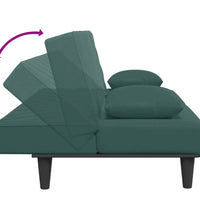 2-tlg. Sofagarnitur mit Kissen Dunkelgrün Samt