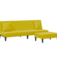 2-tlg. Sofagarnitur mit Kissen Gelb Samt