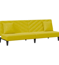 2-tlg. Sofagarnitur mit Kissen Gelb Samt