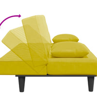 2-tlg. Sofagarnitur mit Kissen Gelb Samt