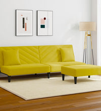 2-tlg. Sofagarnitur mit Kissen Gelb Samt