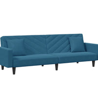 2-tlg. Sofagarnitur mit Kissen Blau Samt