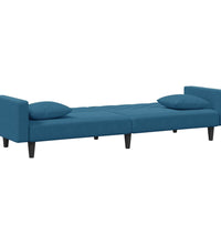 2-tlg. Sofagarnitur mit Kissen Blau Samt