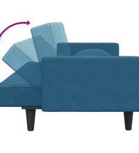 2-tlg. Sofagarnitur mit Kissen Blau Samt