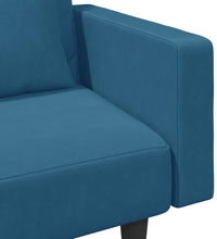 2-tlg. Sofagarnitur mit Kissen Blau Samt