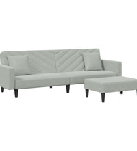 2-tlg. Sofagarnitur mit Kissen Hellgrau Samt