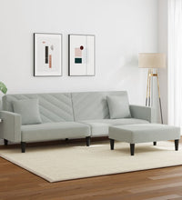 2-tlg. Sofagarnitur mit Kissen Hellgrau Samt