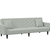 2-tlg. Sofagarnitur mit Kissen Hellgrau Samt