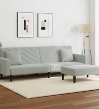 2-tlg. Sofagarnitur mit Kissen Hellgrau Samt