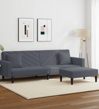 2-tlg. Sofagarnitur mit Kissen Dunkelgrau Samt