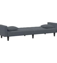 2-tlg. Sofagarnitur mit Kissen Dunkelgrau Samt