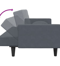 2-tlg. Sofagarnitur mit Kissen Dunkelgrau Samt