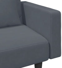 2-tlg. Sofagarnitur mit Kissen Dunkelgrau Samt