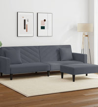 2-tlg. Sofagarnitur mit Kissen Dunkelgrau Samt