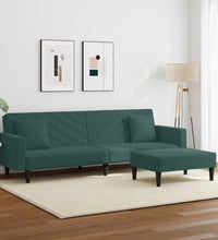 2-tlg. Sofagarnitur mit Kissen Dunkelgrün Samt