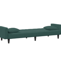 2-tlg. Sofagarnitur mit Kissen Dunkelgrün Samt